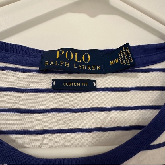 Polo Ralph Lauren Blue White Stripe Crew Neck T- Shirt Size Medium Women’s - Picture 7 of 8